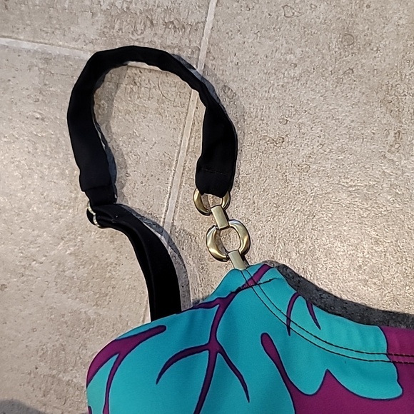 44DD Cacique Teal and Purple Bikini Top - Picture 2 of 6